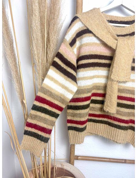 Jersey de rayas multicolor con capucha