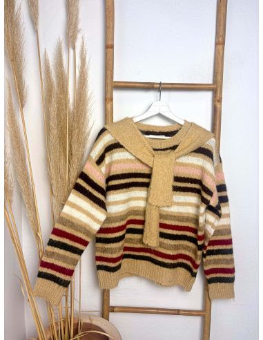 Jersey de rayas multicolor con capucha