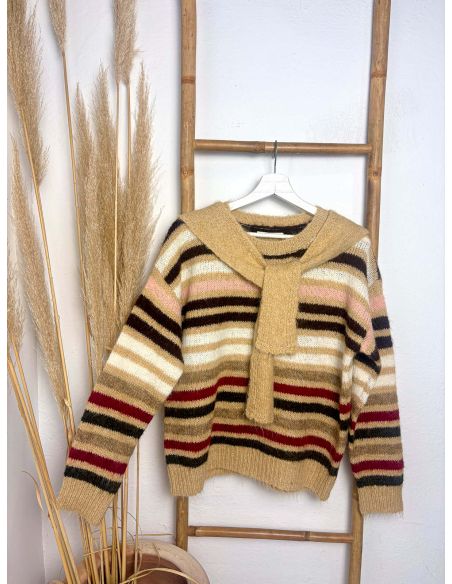 Jersey de rayas multicolor con capucha