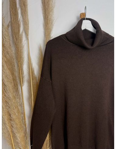 Jersey largo de punto chocolate