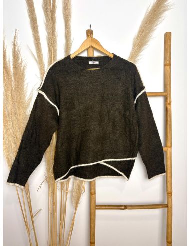 Jersey de punto costuras en beige