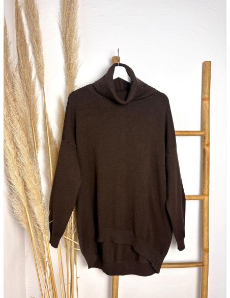 Jersey largo de punto chocolate