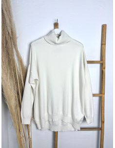 Jersey largo de punto blanco