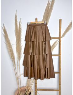 Falda volantes polipiel marrón 2