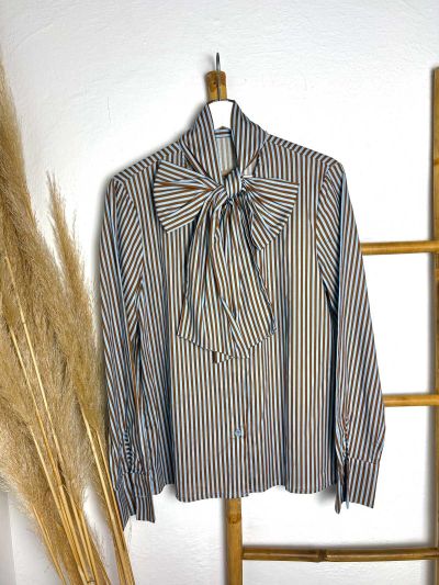 Blusa maxilazada con rayas azul