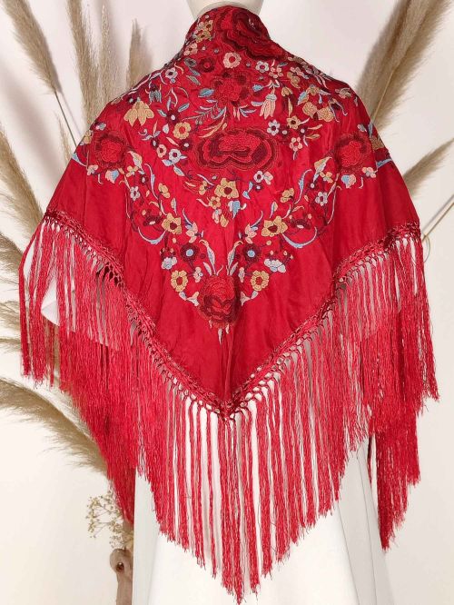 Mantón Margarita rojo