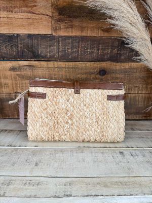 Bolso de mimbrebeige trenzado material marrón 2