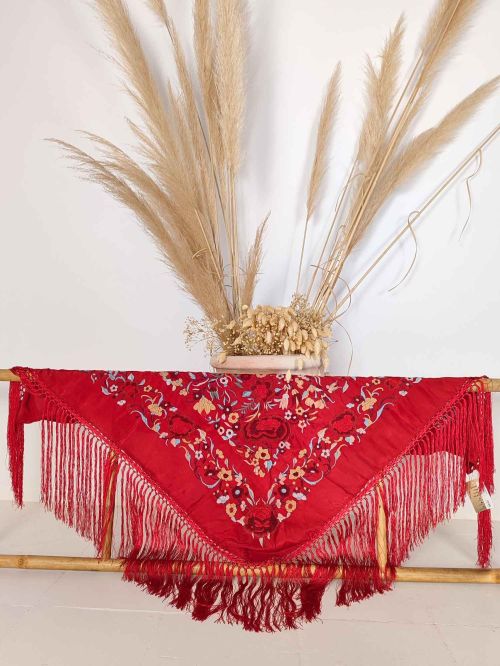 Mantón Margarita rojo