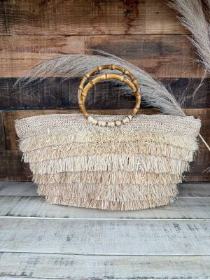 Bolso rafia castaño