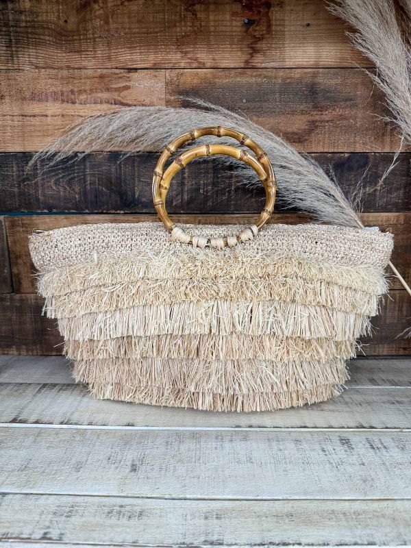 Bolso rafia castaño