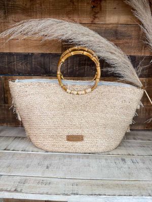 Bolso rafia castaño 2