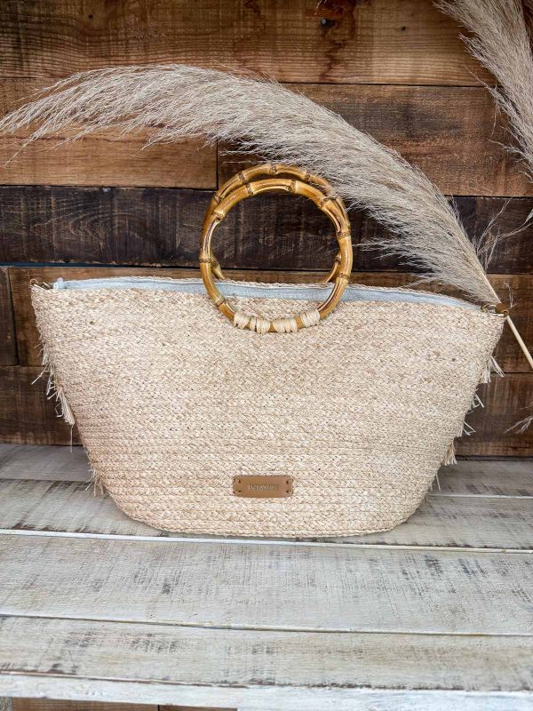 Bolso rafia castaño