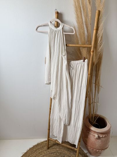 Pantalón crudo tejido crinkle