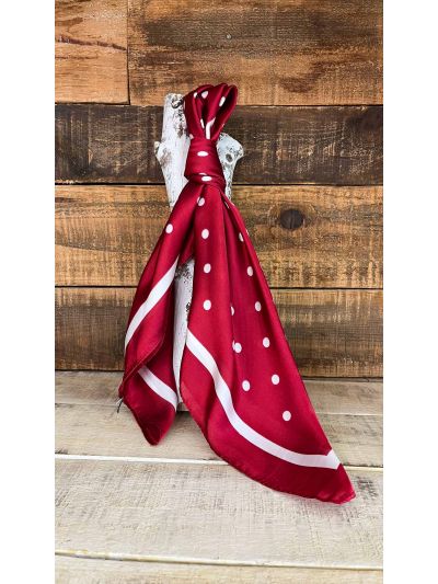 Pañuelo raso rojo de lunares