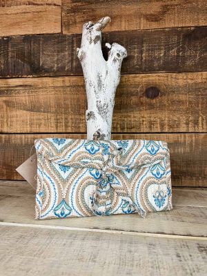 Neceser joyería acolchado blanco estampado floral celeste...