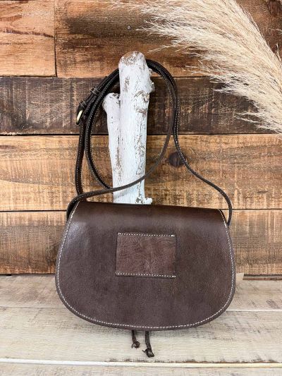 Bolso rociero piel marron 1