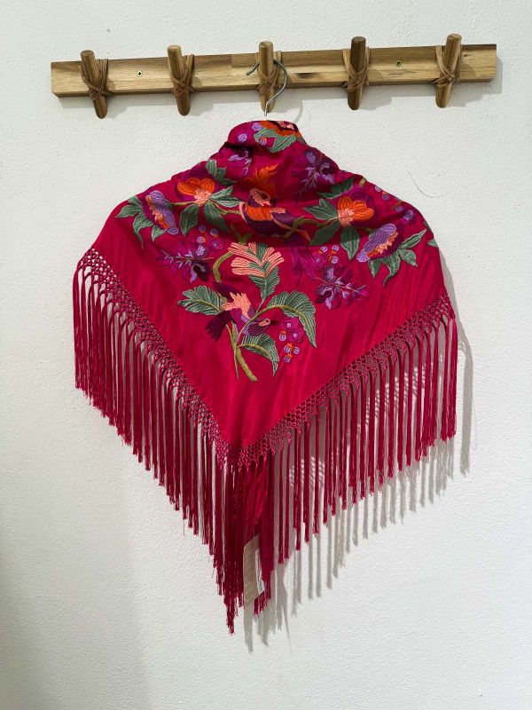 Mantón seda Valentina frambuesa