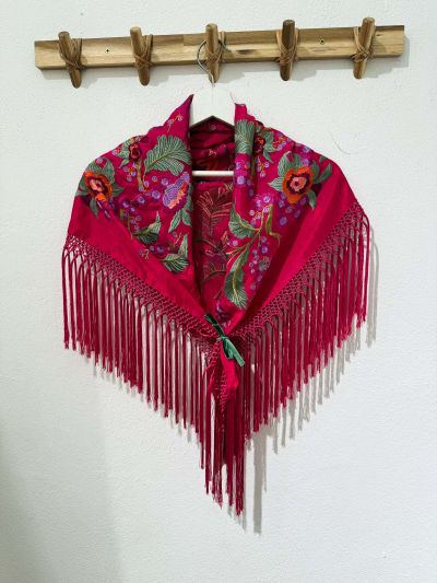 Mantón seda Valentina frambuesa