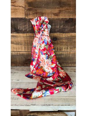 Pañuelo corto raso brillante estampado floral variado 2