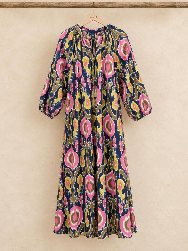 Vestido india estampado azul