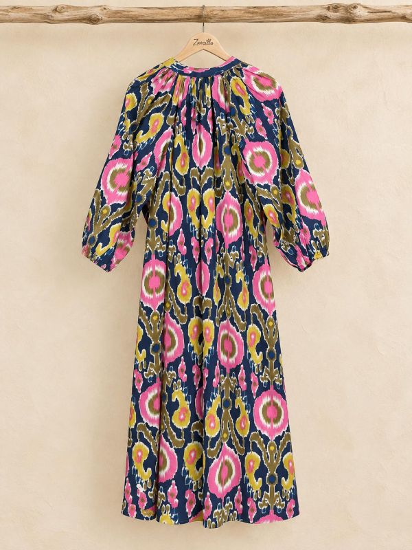 Vestido india estampado azul