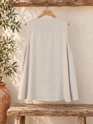 Chalequillo de lino oversize beige 2