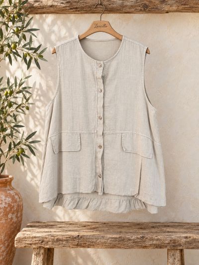 Chalequillo de lino oversize beige
