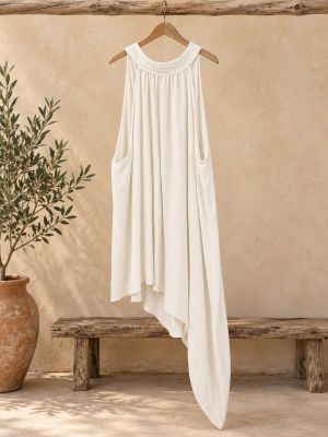 Blusa cruda asimétrica tejido crinkle