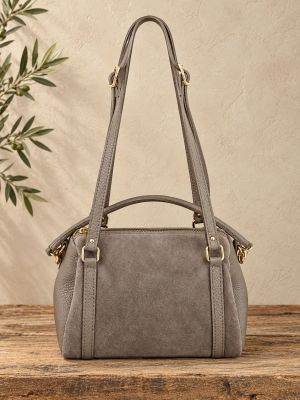 Bolso de piel combinado piel de ante taupe 2
