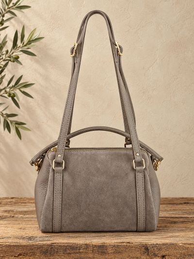 Bolso de piel combinado piel de ante taupe