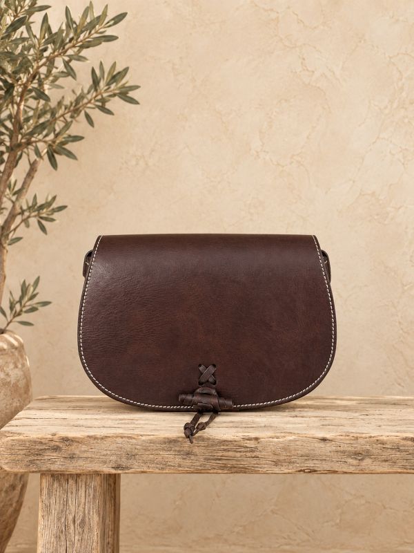 Bolso rociero piel marron 1