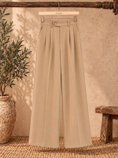 Pantalón palazzo pinza color camel