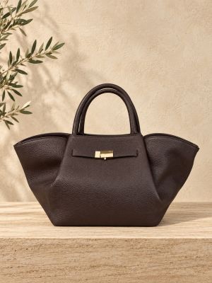 Bolso piel marron chocolate.