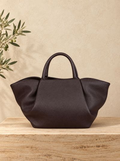 Bolso piel marron chocolate.