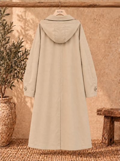 Gabardina con capucha camel