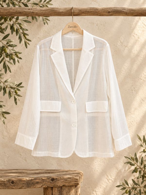 Blazer seda blanca dos botones