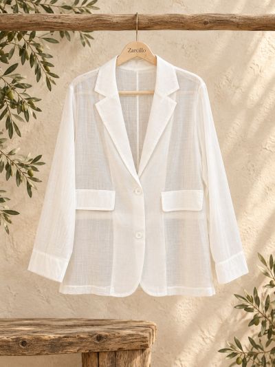 Blazer seda blanca dos botones