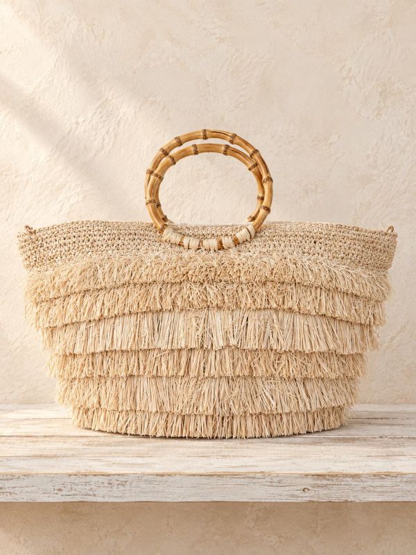Bolso rafia castaño