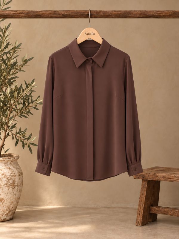 Blusa satén marrón
