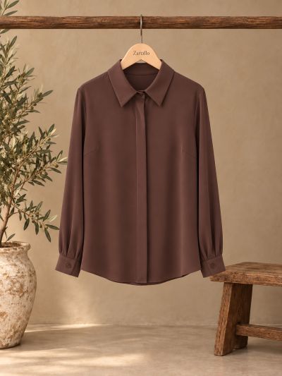 Blusa satén marrón