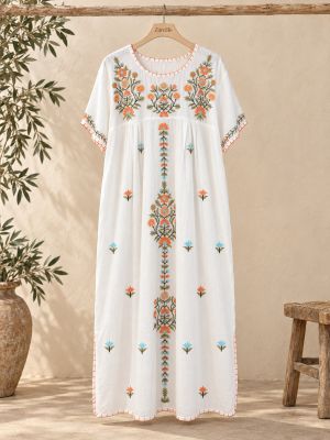 Vestido flores salmon y turquesa