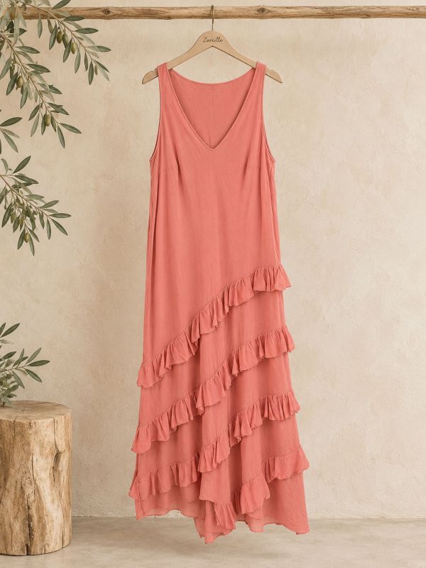 Vestido coral tirante ancho 4...