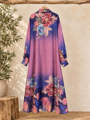 Vestido camisero morado estampado floral. 2