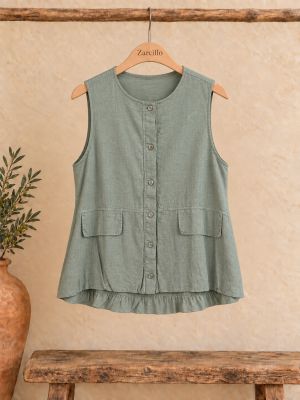 Chalequillo de lino oversize verde 2