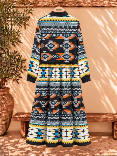 Vestido camisero étnico negro