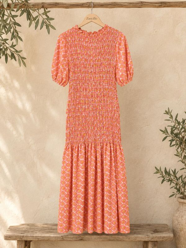 Vestido midi cuerpo panal coral y...