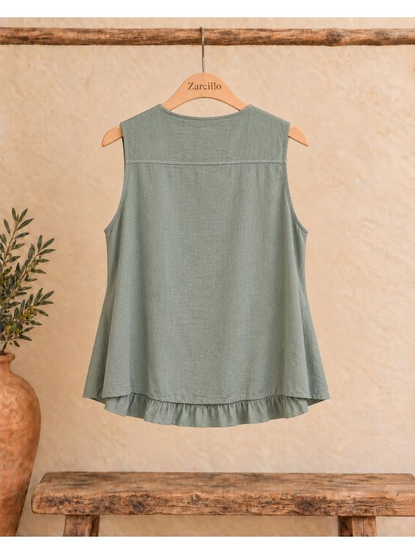 Chalequillo de lino oversize verde