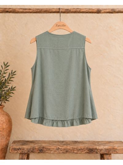 Chalequillo de lino oversize verde