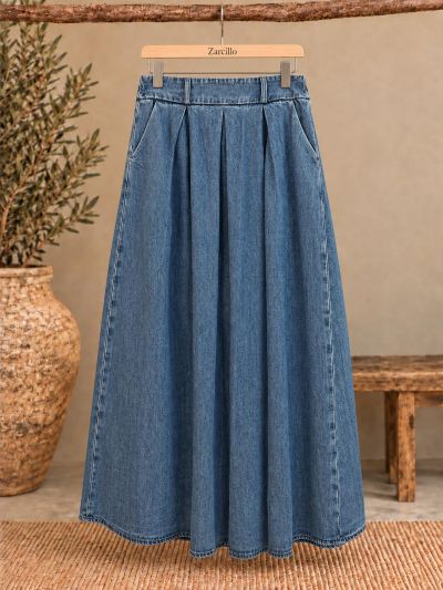 Falda vaquera de tablas