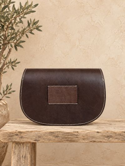Bolso rociero piel marron 1